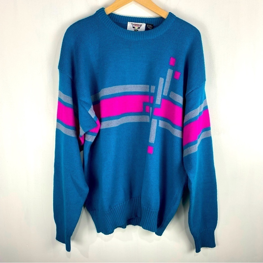 Tyrolia By Head Men's Vintage Abstract Graphic Y2K Print Pullover Sweater Top XL
